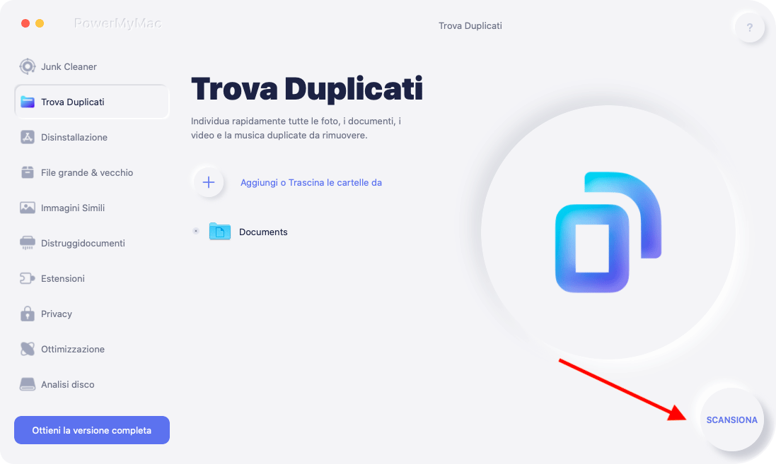 Fare clic su Duplica Finder e scansione
