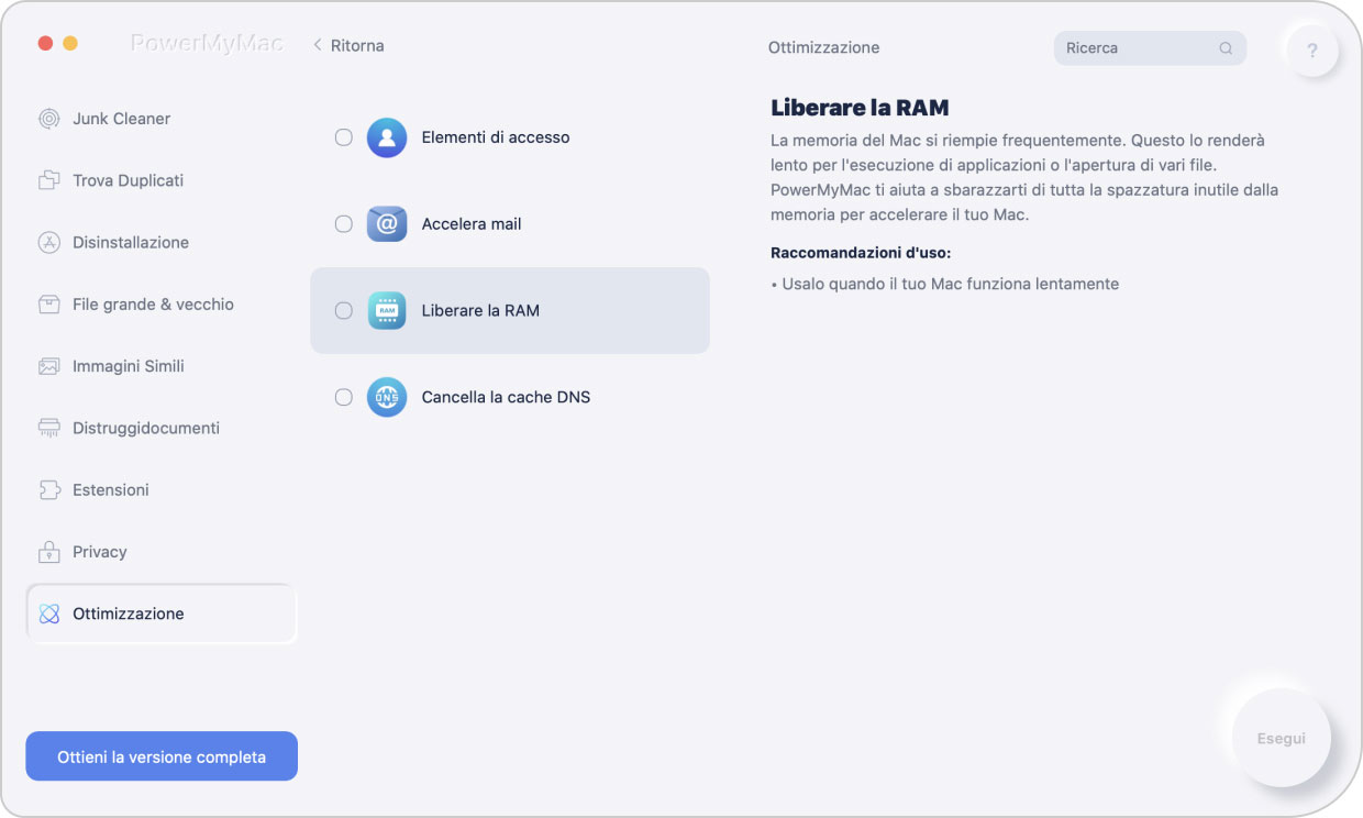 Libera RAM sul tuo Mac