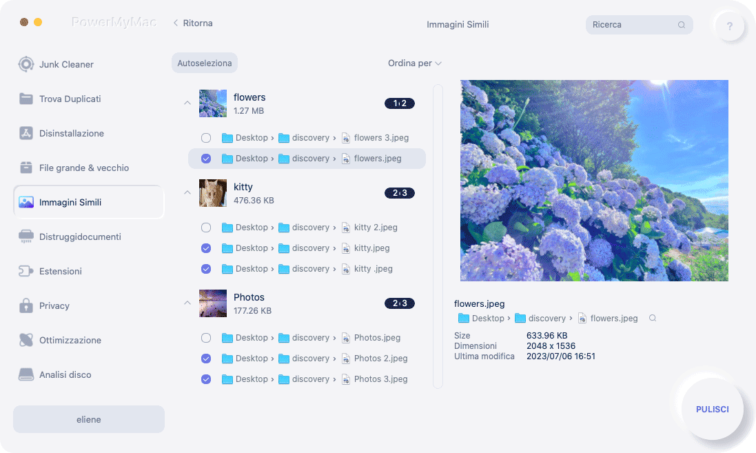 Visualizza l'anteprima e seleziona Foto simili