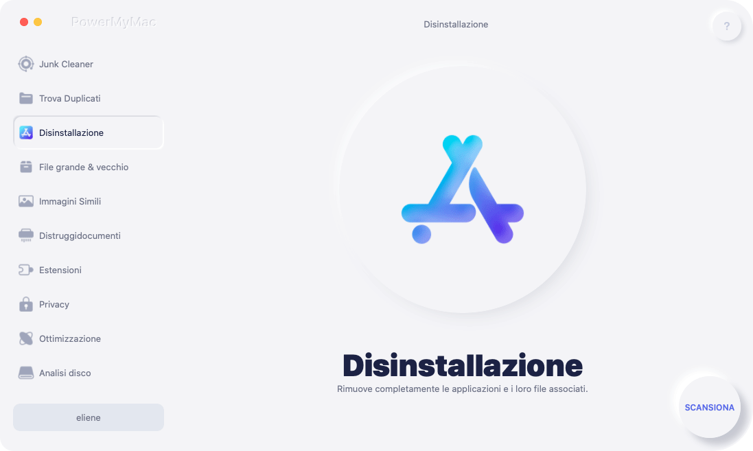 Seleziona il programma di disinstallazione