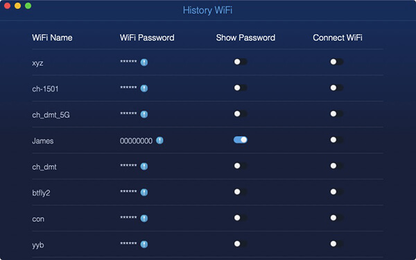 Codice di accesso alla rete WiFi Sweep