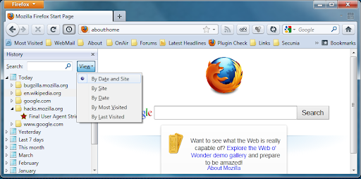 Elimina cronologia in Firefox Windows