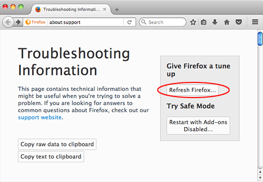 Aggiorna il browser Firefox