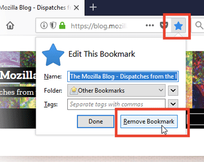 Elimina segnalibri su Mac in Firefox