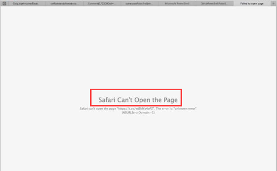 Safari non può aprire la pagina