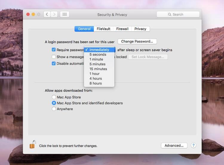 bloccare lo schermo Mac con password