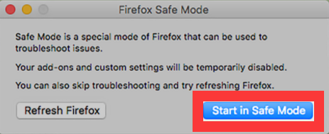 Avvia Firefox in modalità provvisoria