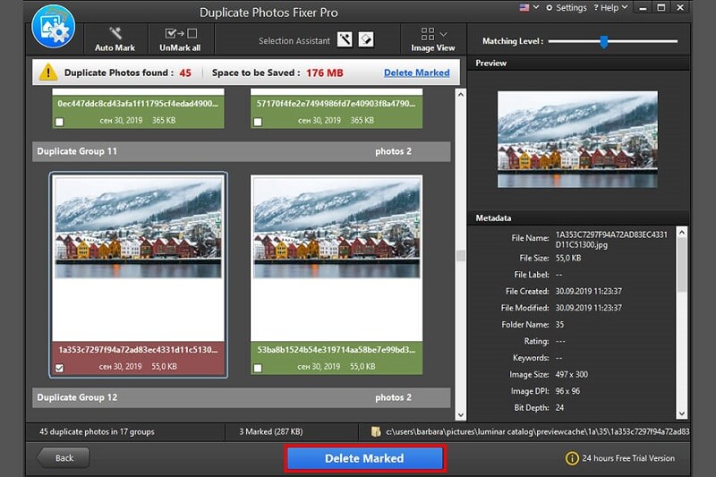 Funzione di recupero foto di Duplicate Photos Fixer Pro