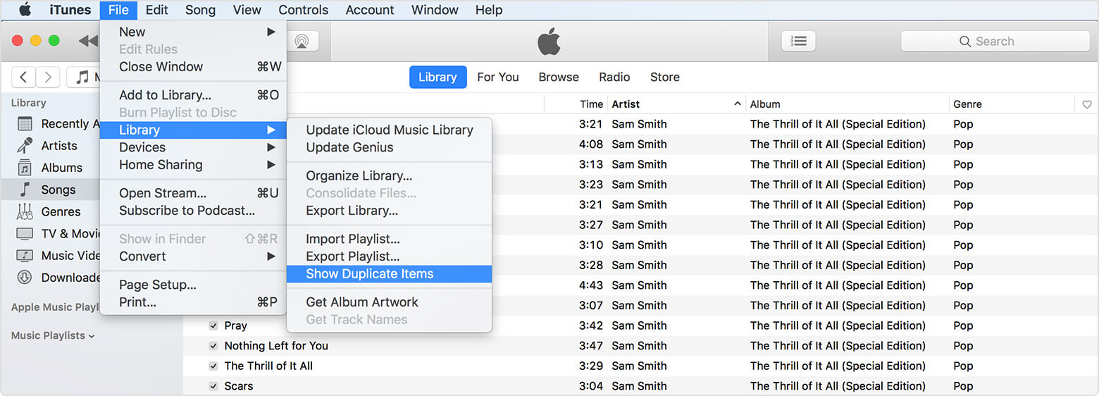 Rimuovi iTunes Duplicati