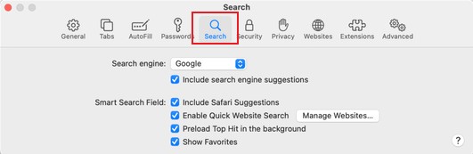 Rimuovi qualsiasi gestore di ricerca da Mac Safari
