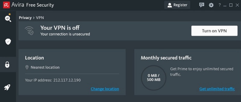 Avira fornisce una VPN gratuita
