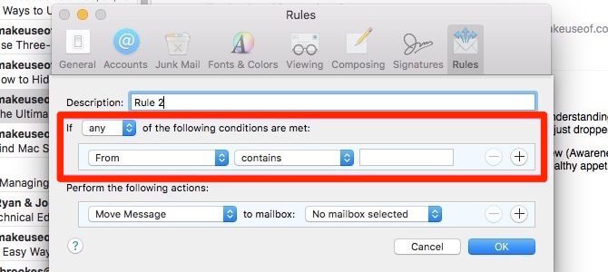 Cancella archivio di posta su Mac
