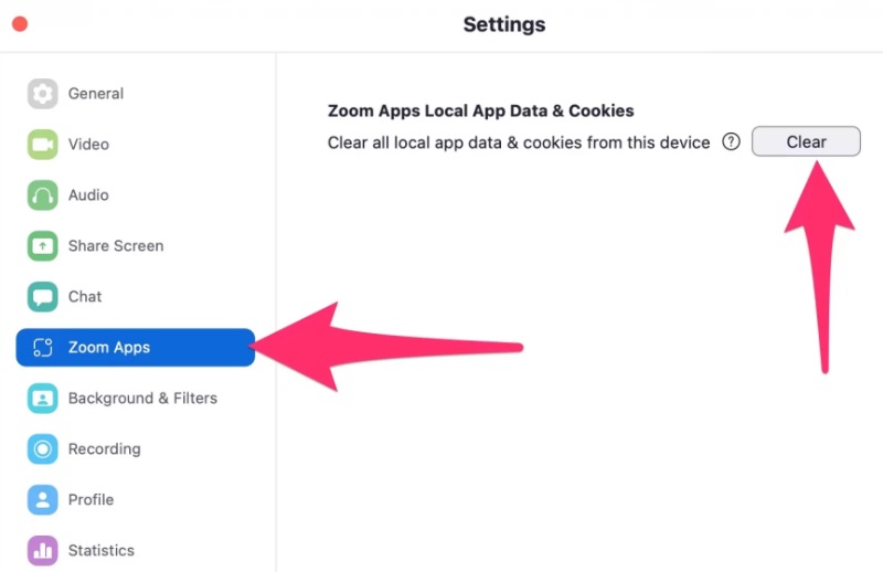 Cancella la cache e i cookie di Zoom su Mac