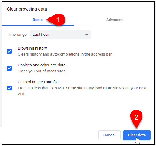 Seleziona Cancella dati di navigazione per eliminare la cache di Flash Player