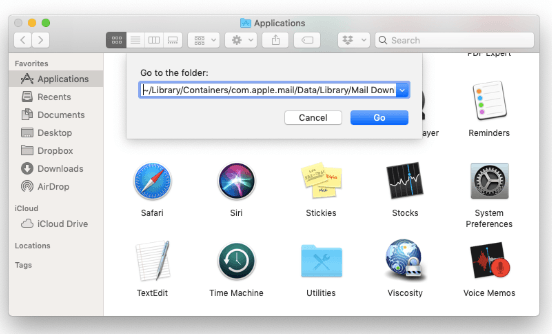 Eliminazione degli allegati nella posta Mac manualmente nel Finder