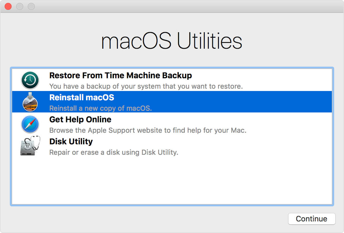 Reinstalla macOS utilizzando la modalità di ripristino del Mac