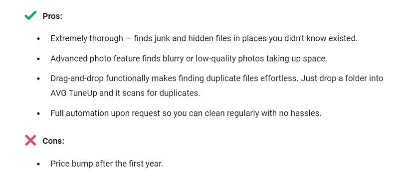 Vantaggi e svantaggi di AVG Cleaner