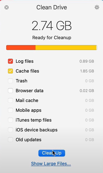 La funzionalità Pulisci unità di Parallels Toolbox per Mac