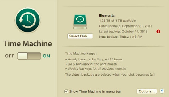 Attiva Time Machine prima di disinstallare Garmin Express