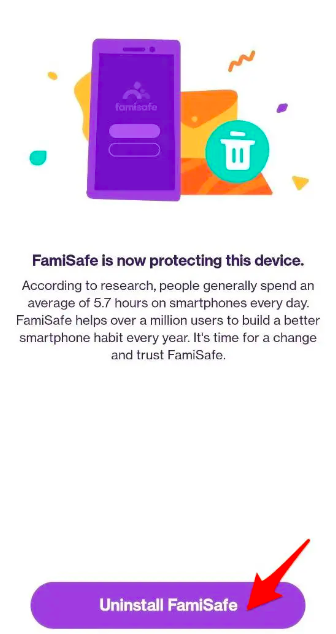 Disinstalla FamiSafe su Android