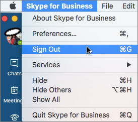 Cancella Skype for Business Mac