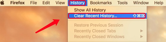 Cancella cronologia recente in Firefox su Mac