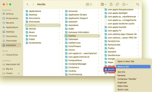 Rimuovere i file cache di Firefox su Mac
