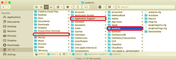 Disinstalla manualmente Audacity su Mac con tutti i file correlati