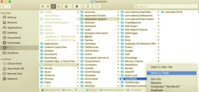 Disinstalla Camtasia Studio su Mac con Service Files