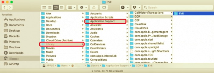 Disinstalla EVE Online su Mac con tutti i dati
