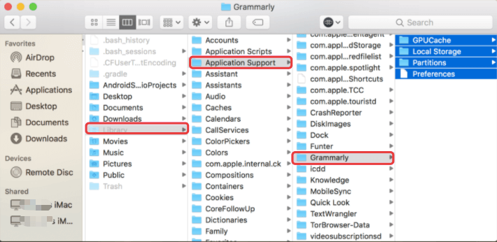 Disinstallare manualmente Grammarly su Mac con tutti i file di servizio