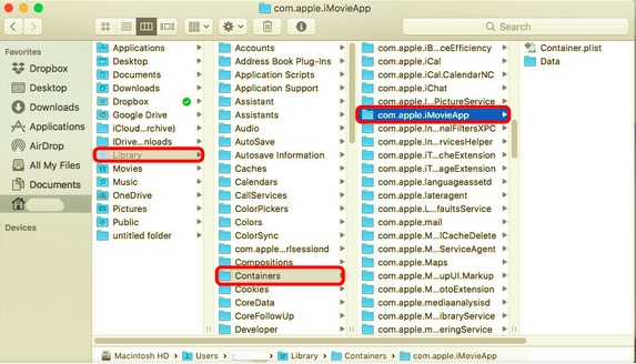 Disinstalla manualmente iMovie su Mac con tutti i file di servizio
