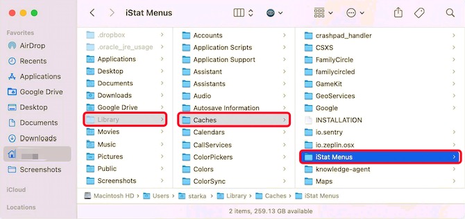 Disinstalla manualmente iStat Menus su Mac