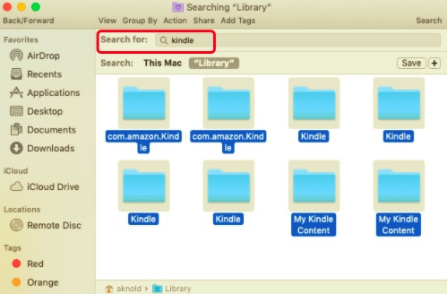 Disinstalla manualmente Kindle da Mac con file correlati