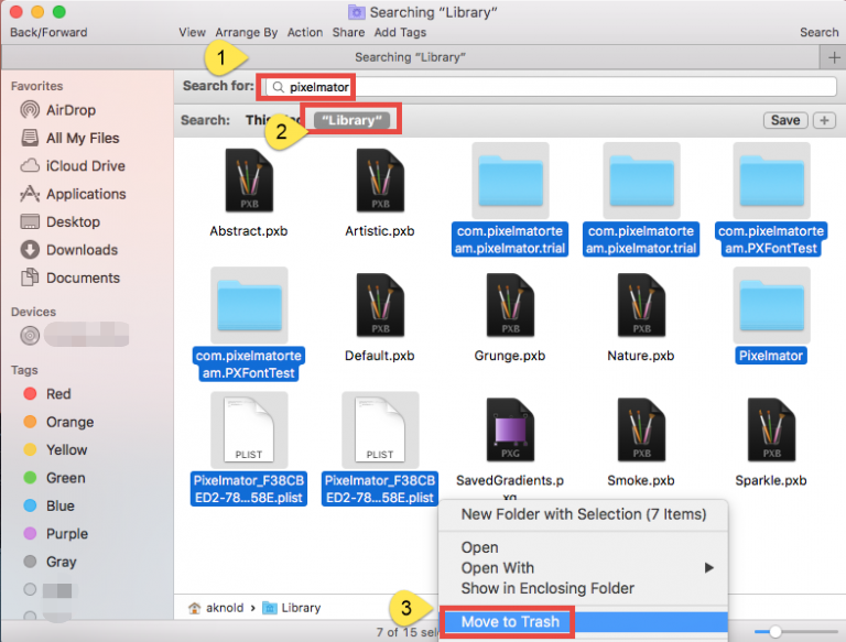 Elimina gli avanzi per disinstallare completamente Pixelmator