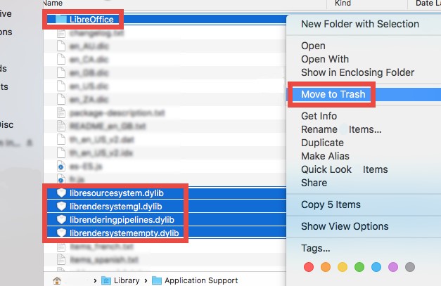 Elimina i file relativi a LibreOffice