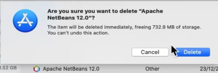 Disinstalla NetBeans su Mac da Launchpad