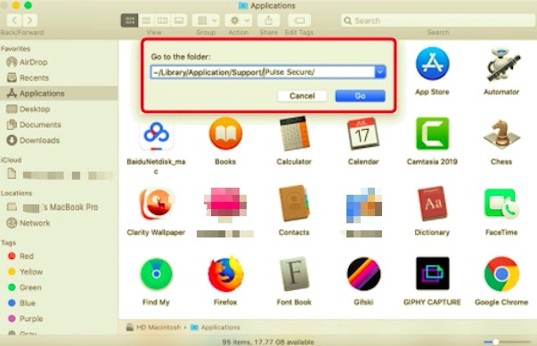 Disinstalla Pulse Secure su Mac con dati correlati