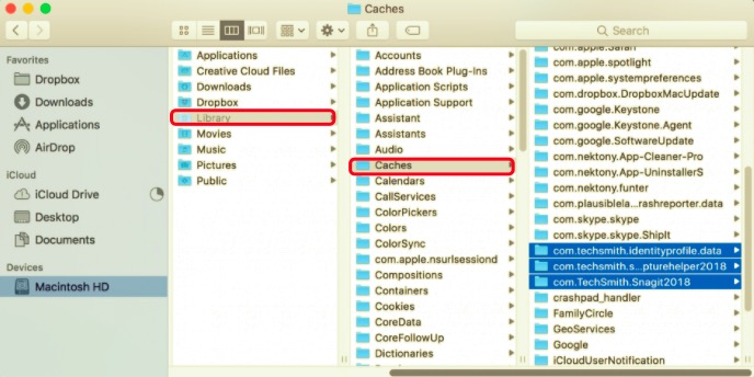 Disinstalla manualmente Snagit su Mac
