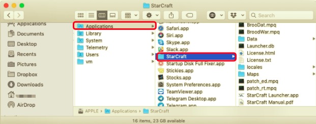 Rimuovere manualmente StarCraft dal Mac con file residui