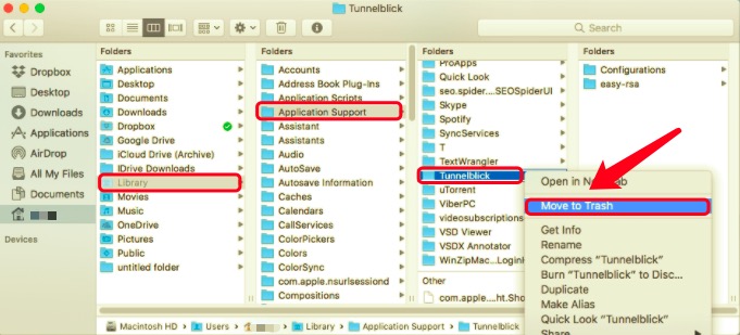 Disinstalla Tunnelblick su Mac con tutti i file di supporto