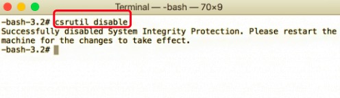 Disabilita SIP prima di disinstallare le app predefinite su Mac