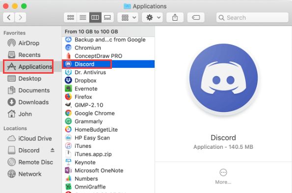 Disinstalla Discord dal Mac manualmente