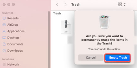 Svuota il cestino per disinstallare completamente Skim