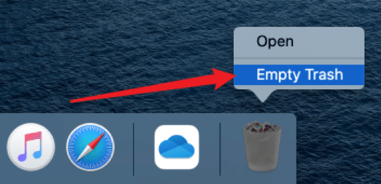 Svuota il cestino per disinstallare definitivamente BetterTouchTool su Mac