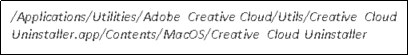 Cartella per la posizione del file eseguibile per la disinstallazione di Adobe CC
