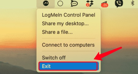 Esci dall'account LogMeIn su Mac