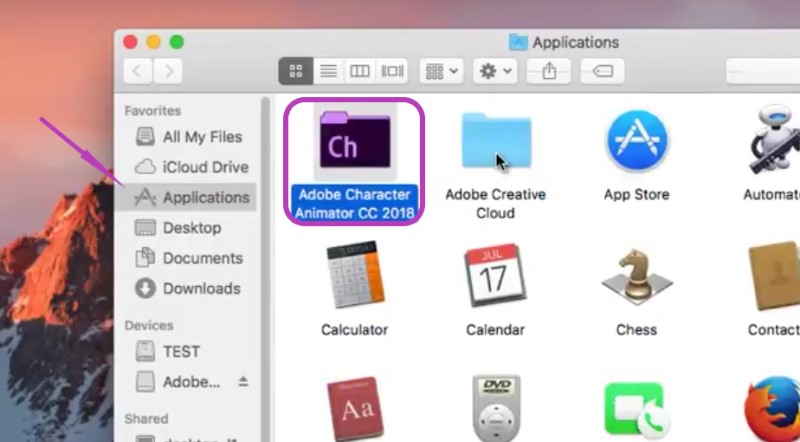 Trova il programma di disinstallazione nella cartella principale di Adobe Character Animator