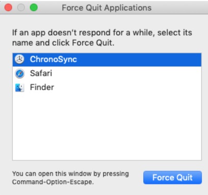 Forza manualmente l'uscita da Chronosync