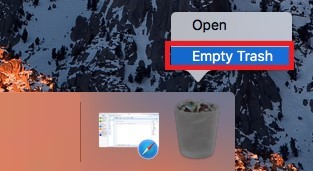 Disinstalla il freno a mano su Mac svuotando il cestino